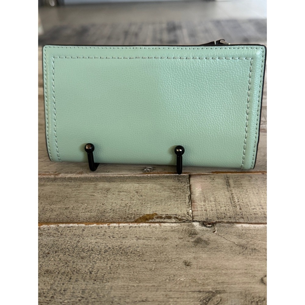 Kate Spade Mint Green Leather Bifold Wallet Slim ID Window Card Case